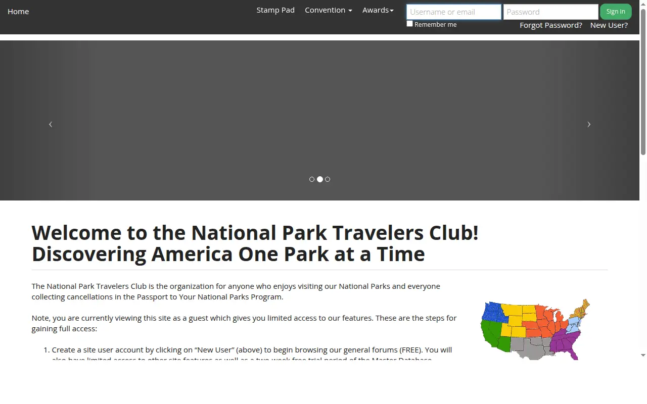National Park Travelers Club website screenshot